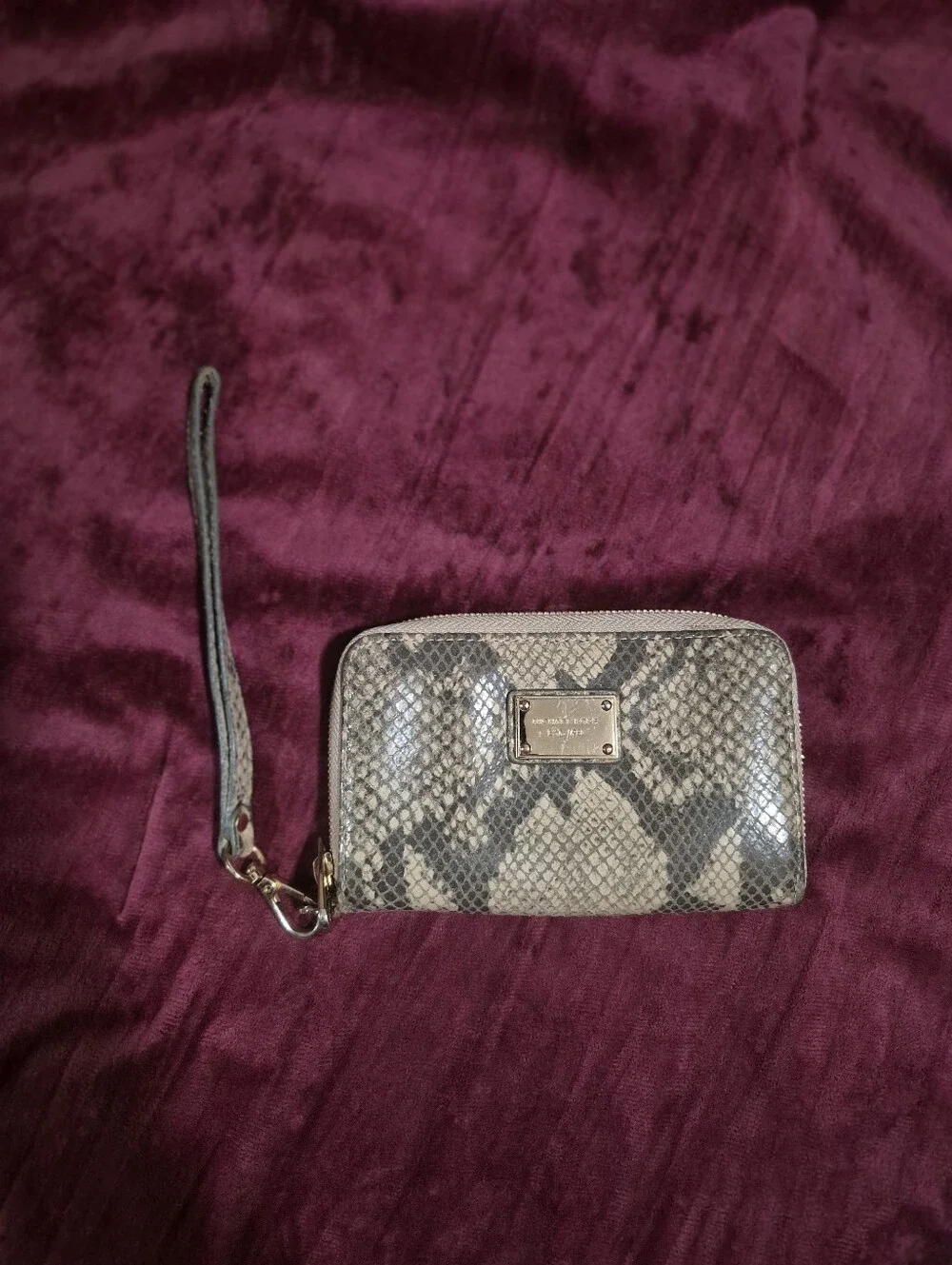 Michael Kors Women's Snake-Print Wristlet Wallet - Gray/beige